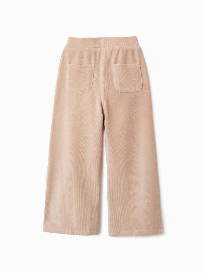 Pantaloni a gamba larga in velluto a coste con cintura elastica Beige chiaro - Kiabi