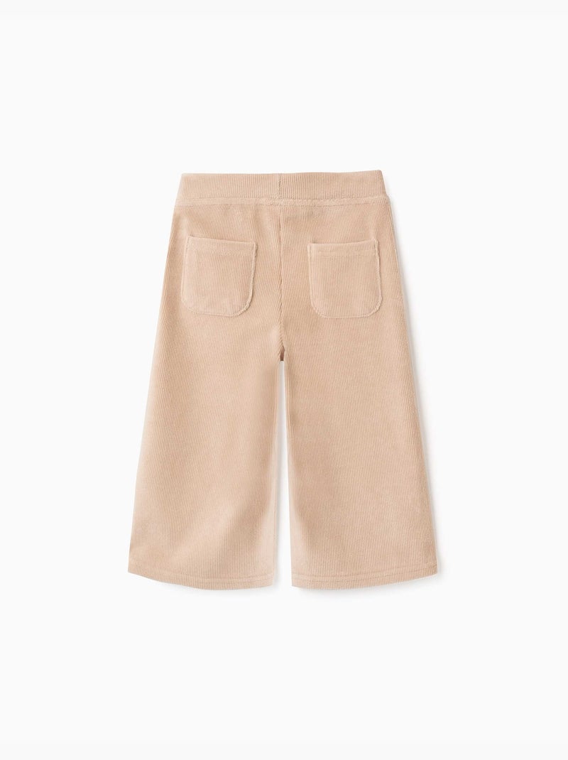 Pantaloni a gamba larga in velluto a coste con cintura elastica Beige chiaro - Kiabi