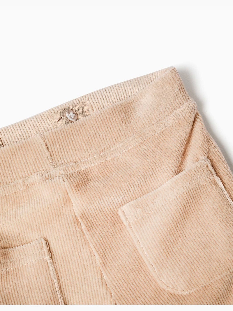Pantaloni a gamba larga in velluto a coste con cintura elastica Beige chiaro - Kiabi