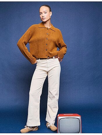 Pantaloni a gamba larga in velluto a coste, mo fashion