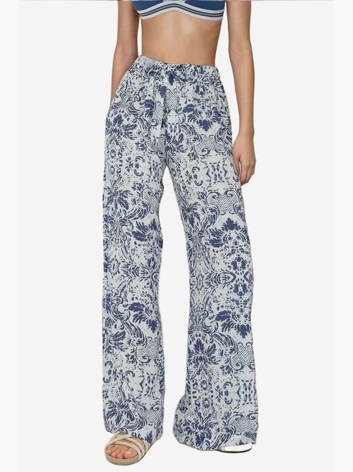 Pantaloni a gamba larga stampati con coulisse hiccup - Kiabi