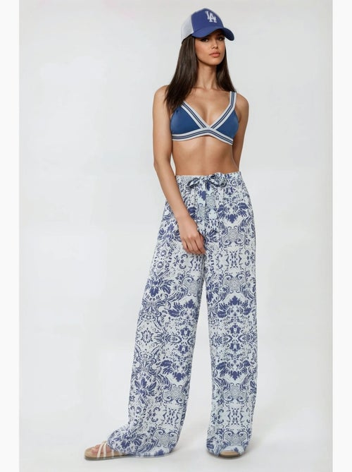 Pantaloni a gamba larga stampati con coulisse hiccup - Kiabi