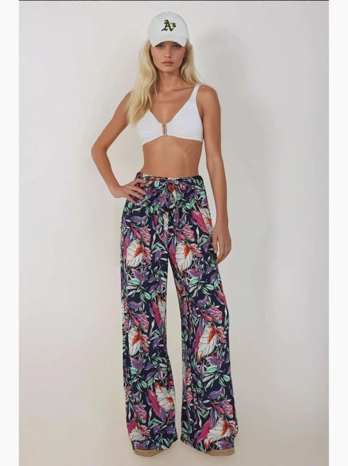 Pantaloni a gamba larga stampati con coulisse hiccup - Kiabi