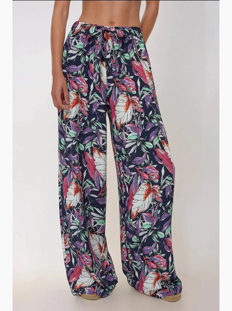 Pantaloni a gamba larga stampati con coulisse hiccup Blu marino - Kiabi