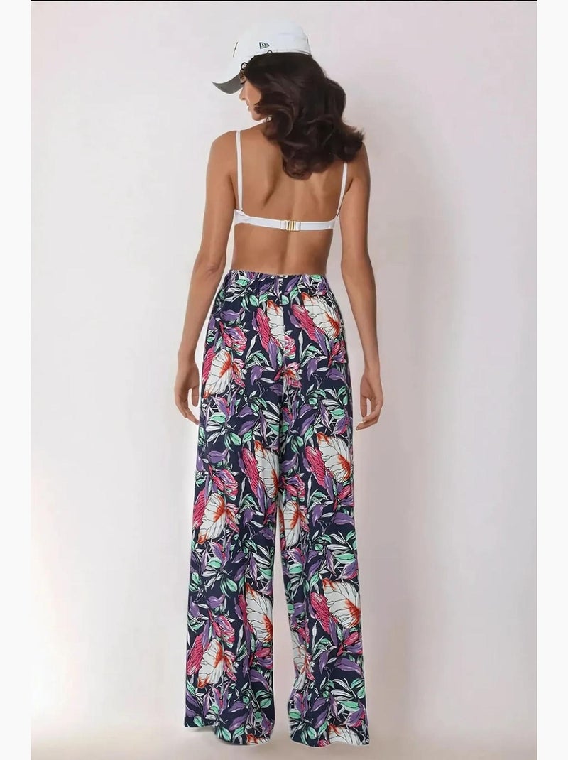 Pantaloni a gamba larga stampati con coulisse hiccup Blu marino - Kiabi