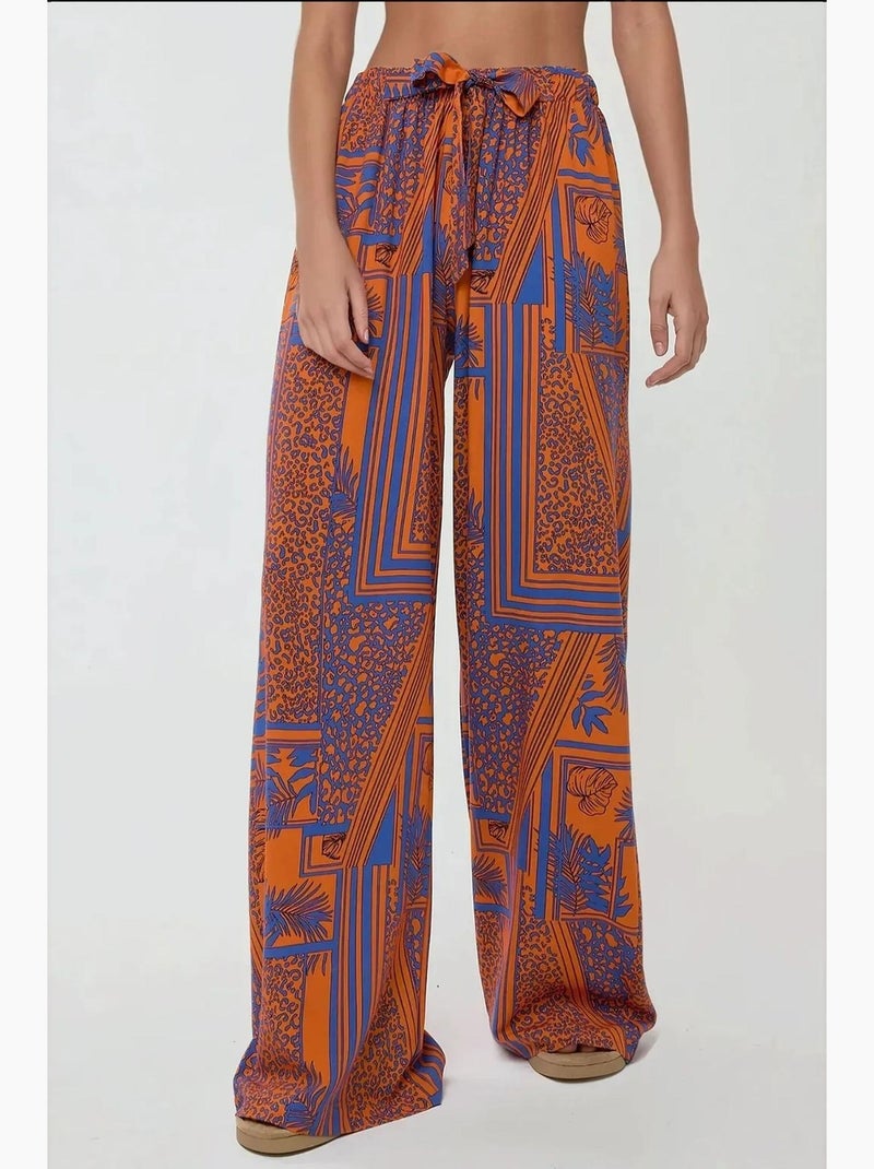 Pantaloni a gamba larga stampati con coulisse hiccup Rosso mattone - Kiabi