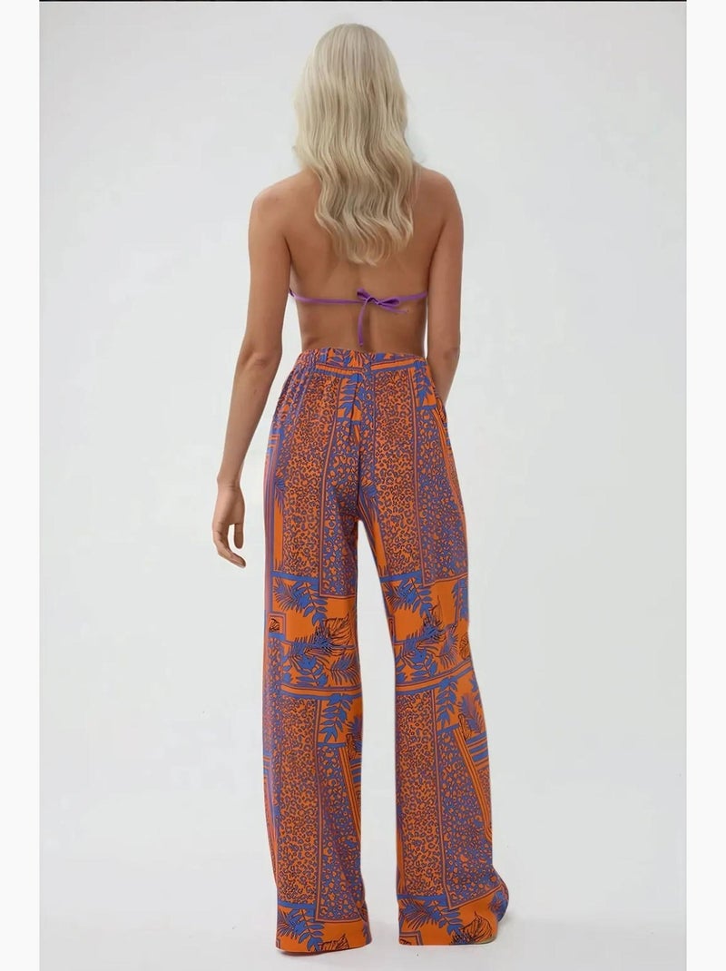 Pantaloni a gamba larga stampati con coulisse hiccup Rosso mattone - Kiabi
