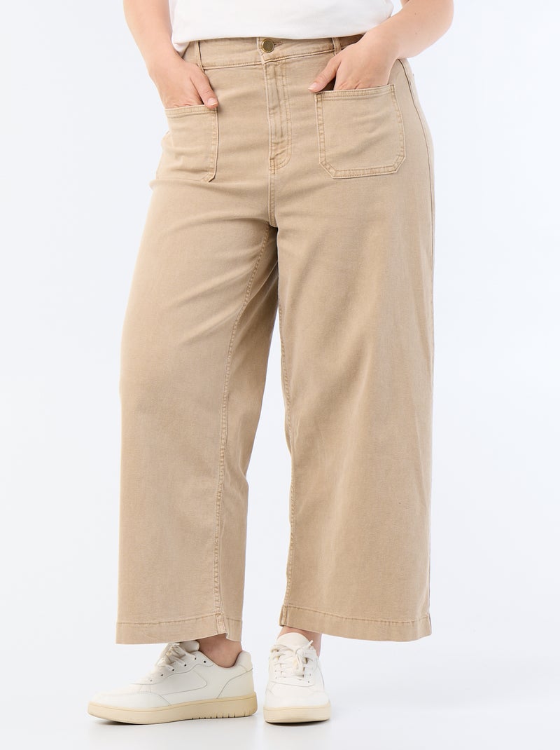 Pantaloni a gamba larga / wide leg a vita standard Beige - Kiabi