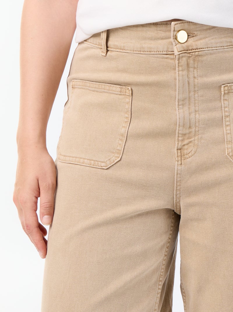 Pantaloni a gamba larga / wide leg a vita standard Beige - Kiabi