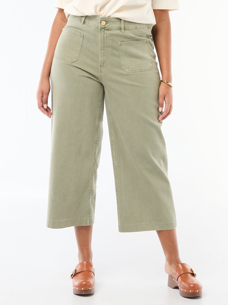Pantaloni a gamba larga / wide leg a vita standard Kaki - Kiabi