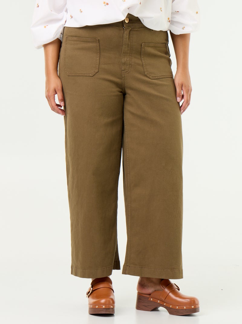 Pantaloni a gamba larga / wide leg a vita standard Kaki - Kiabi