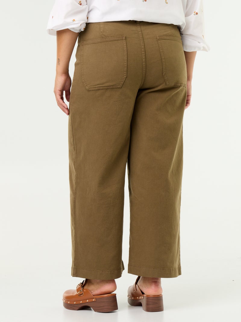 Pantaloni a gamba larga / wide leg a vita standard Kaki - Kiabi