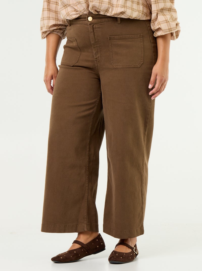 Pantaloni a gamba larga / wide leg a vita standard Marrone - Kiabi