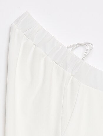 Pantalone largo da donna a vita alta in maglia leggera