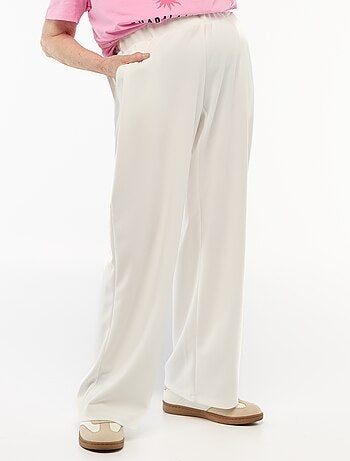 Pantalone largo da donna a vita alta in maglia leggera