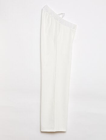 Pantalone largo da donna a vita alta in maglia leggera
