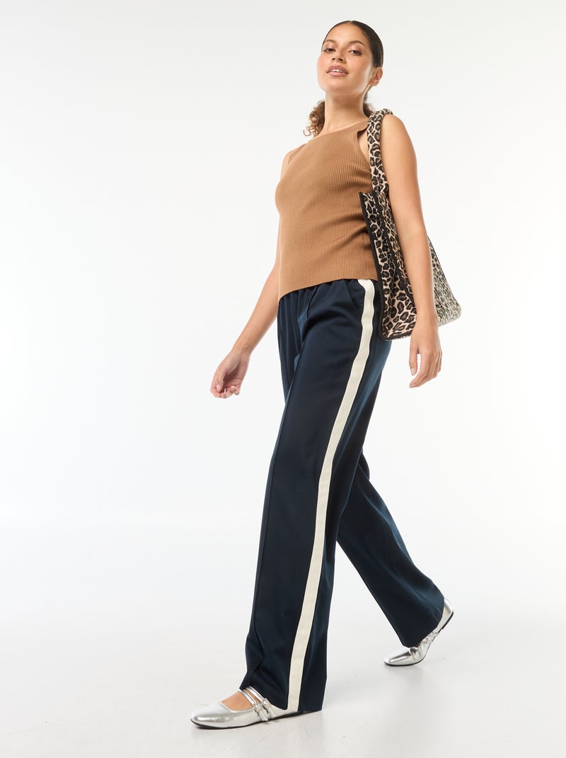 Pantaloni a pinces con bande laterali Blu - Kiabi
