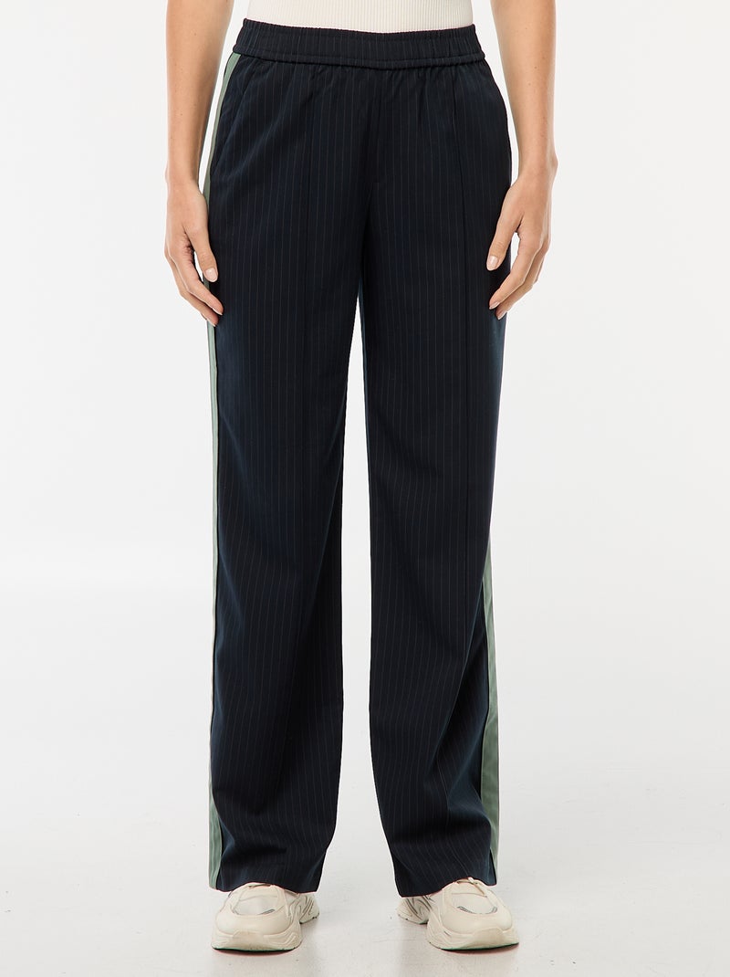 Pantaloni a pinces con bande laterali Blu - Kiabi