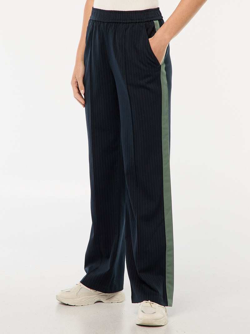 Pantaloni a pinces con bande laterali Blu - Kiabi