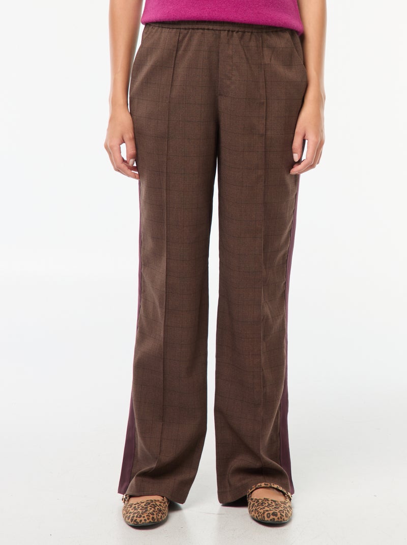 Pantaloni a pinces con bande laterali Marrone - Kiabi