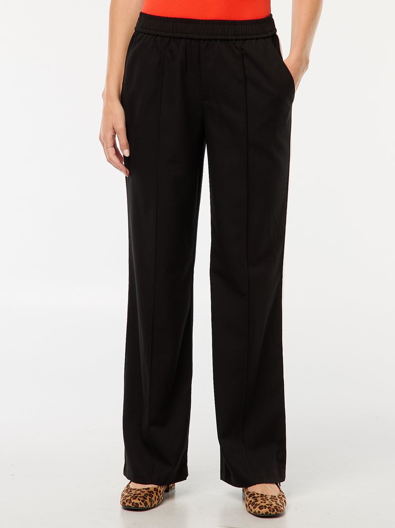 Pantaloni a pinces con bande laterali Nero - Kiabi