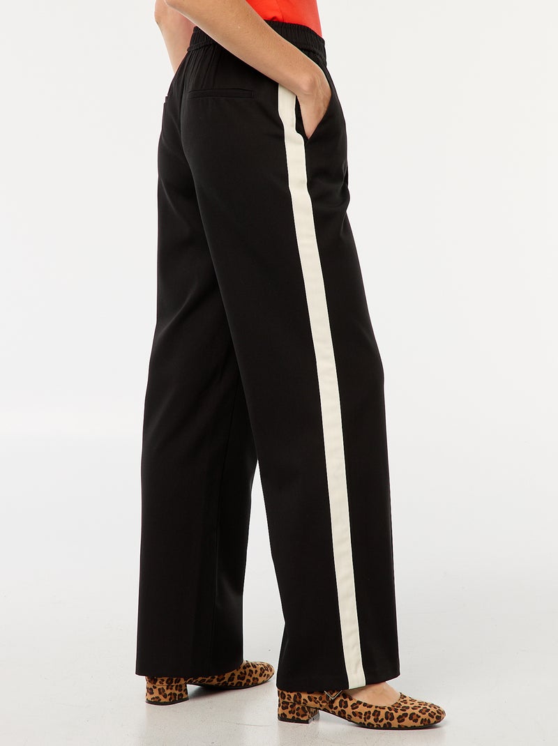 Pantaloni a pinces con bande laterali Nero - Kiabi