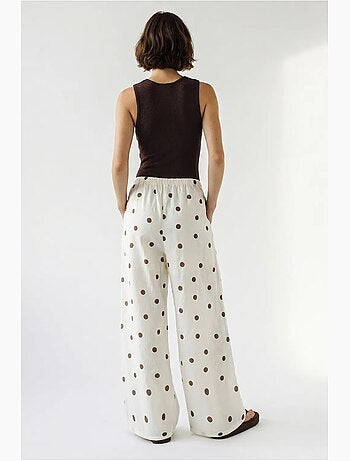 Pantaloni a pois a gamba ampia con cintura da annodare in vita lucci