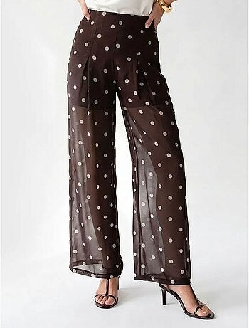 Pantaloni a pois a vita alta a gamba ampia mixray
