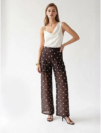 Pantaloni a pois a vita alta a gamba ampia mixray