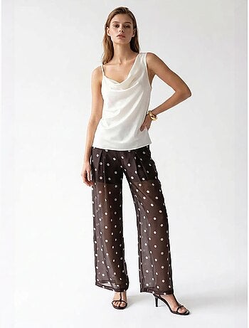 Pantaloni a pois a vita alta a gamba ampia mixray