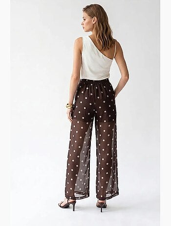 Pantaloni a pois a vita alta a gamba ampia mixray