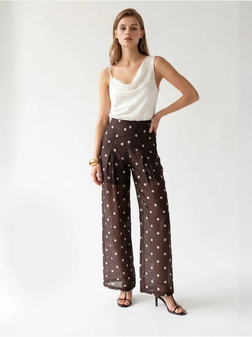 Pantaloni a pois a vita alta a gamba ampia mixray - Kiabi Pantaloni a pois a vita alta a gamba ampia mixray - Kiabi