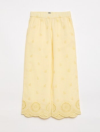 Pantaloni a quadretti vichy in cotone