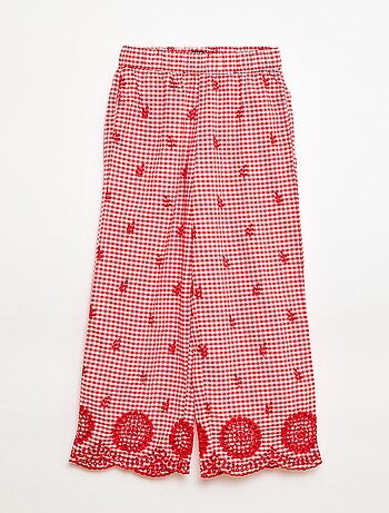 Pantaloni a quadretti vichy in cotone