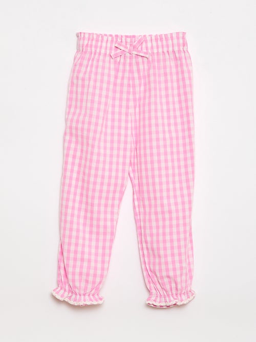 Pantaloni a quadretti vichy rosa in popeline di cotone - Kiabi