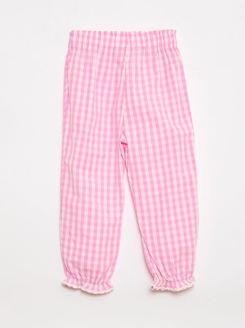 Pantaloni a quadretti vichy rosa in popeline di cotone - Kiabi