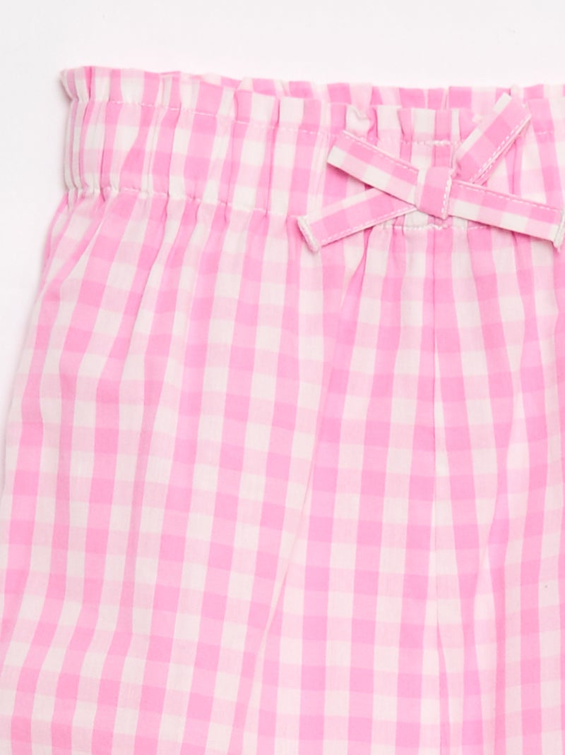 Pantaloni a quadretti vichy rosa in popeline di cotone Rosa - Kiabi