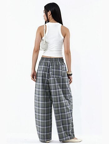 Pantaloni a quadri con vita elasticizzata e dettaglio tasche hiccup