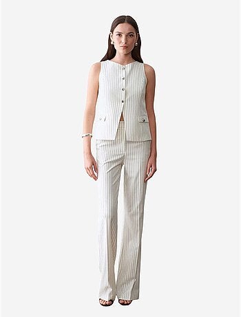 Pantaloni a righe a gamba ampia da donna a vita media dilvin