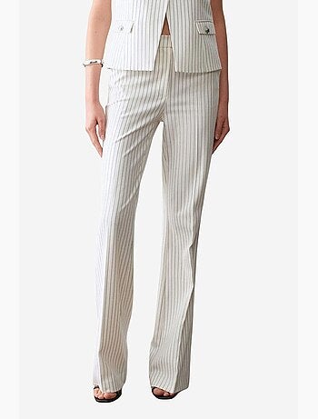 Pantaloni a righe a gamba ampia da donna a vita media dilvin