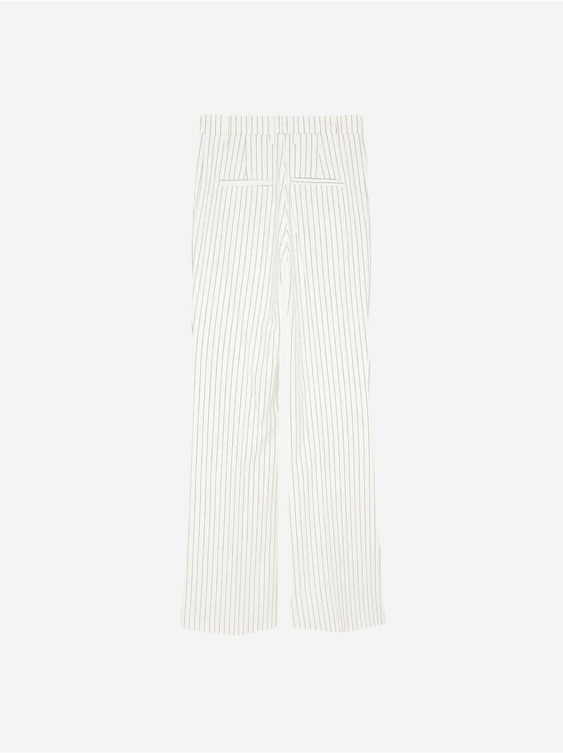 Pantaloni a righe a gamba ampia da donna a vita media dilvin Bianco sporco - Kiabi