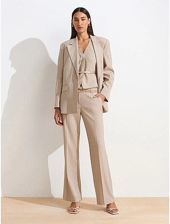 Pantaloni a righe a gamba dritta con cintura dilvin