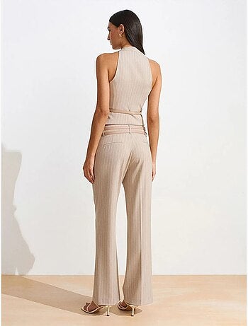 Pantaloni a righe a gamba dritta con cintura dilvin