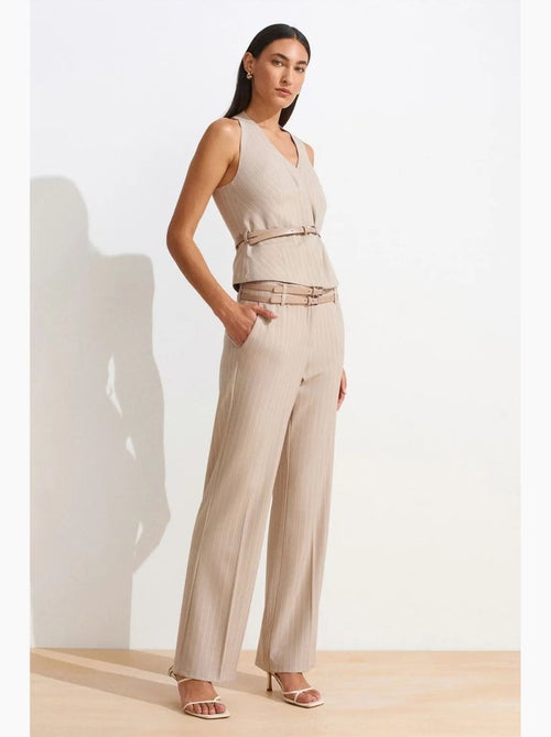 Pantaloni a righe a gamba dritta con cintura dilvin - Kiabi Pantaloni a righe a gamba dritta con cintura dilvin - Kiabi