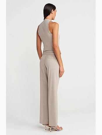 Pantaloni a righe a gamba dritta con cintura dilvin