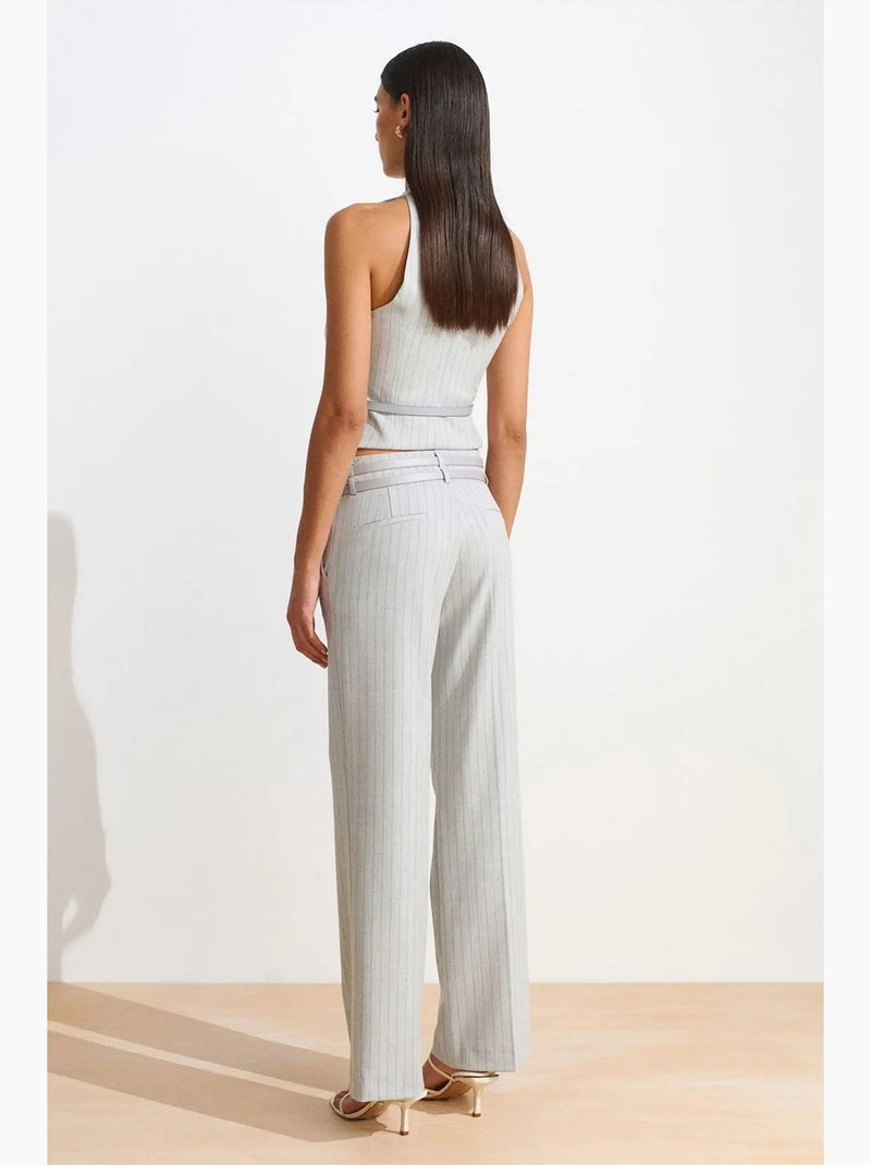 Pantaloni a righe a gamba dritta con cintura dilvin Grigio chiaro - Kiabi