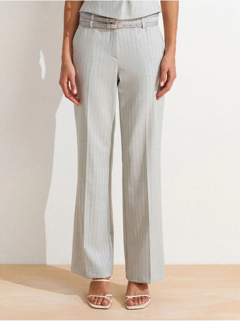 Pantaloni a righe a gamba dritta con cintura dilvin Grigio chiaro - Kiabi