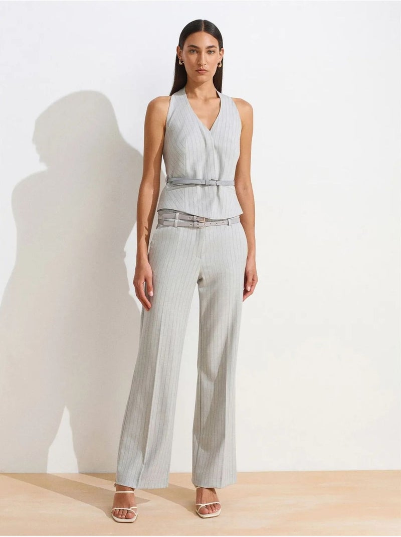 Pantaloni a righe a gamba dritta con cintura dilvin Grigio chiaro - Kiabi