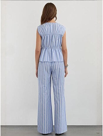 Pantaloni a righe a gamba larga con elastico in vita hiccup