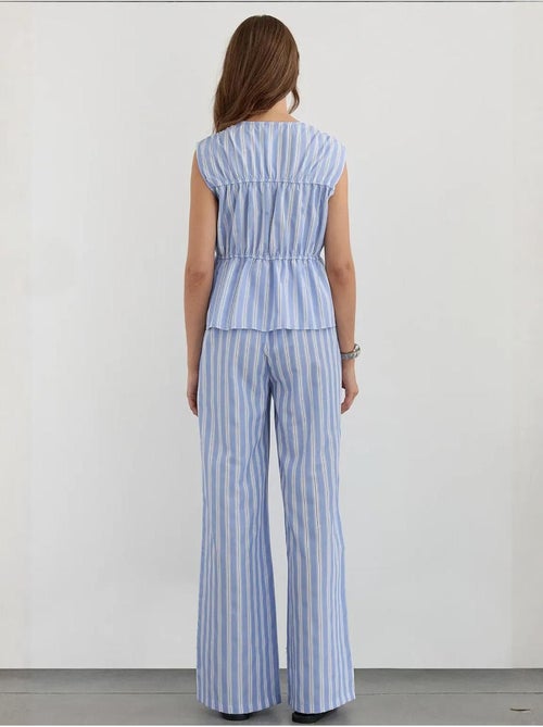 Pantaloni a righe a gamba larga con elastico in vita hiccup - Kiabi Pantaloni a righe a gamba larga con elastico in vita hiccup - Kiabi